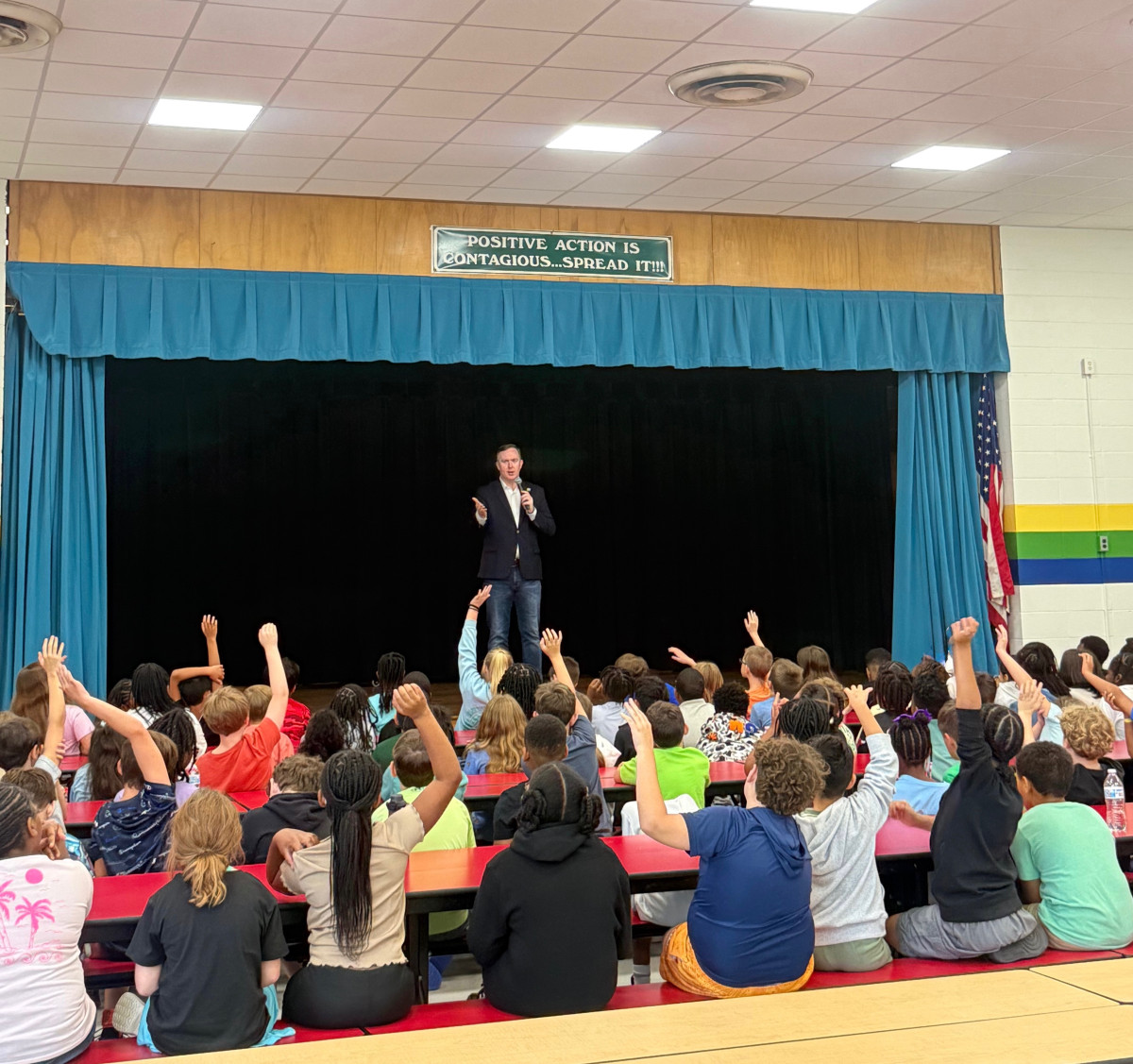 Congressman Jack addresses students at Blanchard Elementary School.