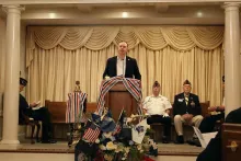 Congressman Brian Jack delivers remarks at the Newnan Memorial Day Ceremony